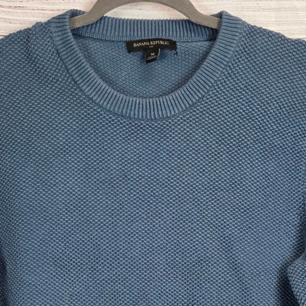 Banana Republic Mens Blue Chunky Knit Sweater M Crewneck Thermal Top Cas Office